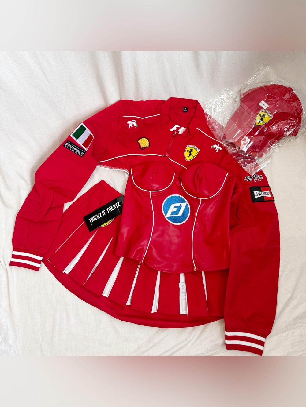 Dolls Kill Trickz N’ Treatz Race Car Driver Costume 4 Piece Set NWT M